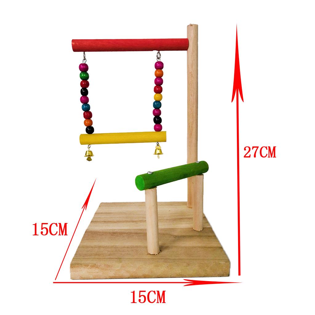 Pet  Parrot Bird Climb Stand Perch Stand Wooden Birds Chew Cage Swing Toys