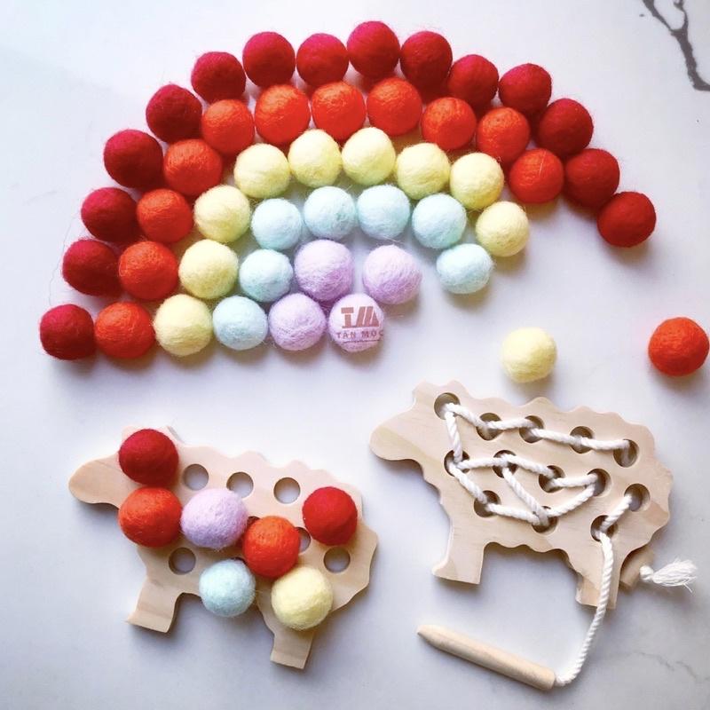 Pompom len kích thước 2cm dùng làm đồ chơi, đồ handmade, diy
