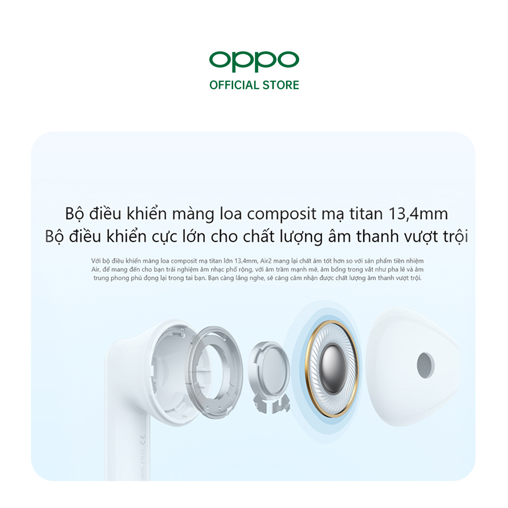 Hình ảnh Tai Nghe True Wireless OPPO Enco Air 2 | Chống Ồn Thông Minh Ai | Màng Loa Mạ Titan 13.4mm | Hàng Chính Hãng