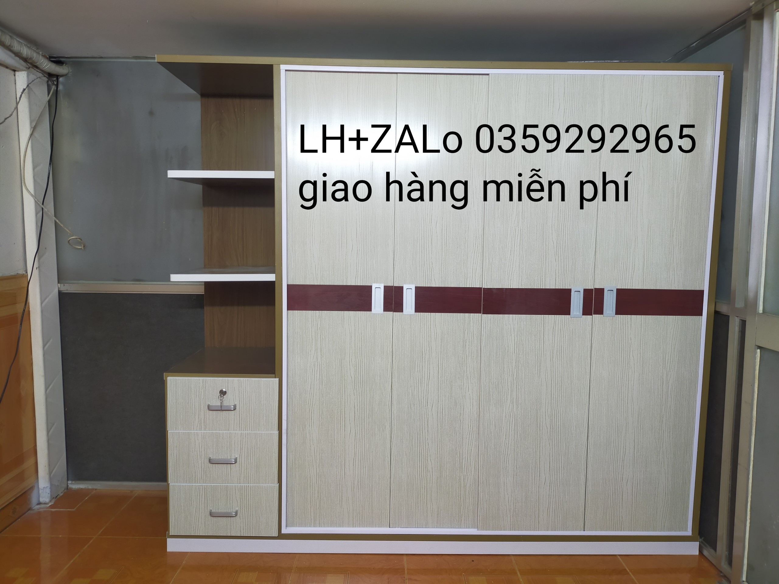 Tủ nhựa đài Loan 4 cánh 1 kệ cửa lùa