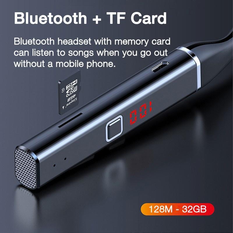 Tai Nghe đeo Cổ Tai nghe không dây âm thanh stereo 100 giờ có thẻ và micro tiện dụng