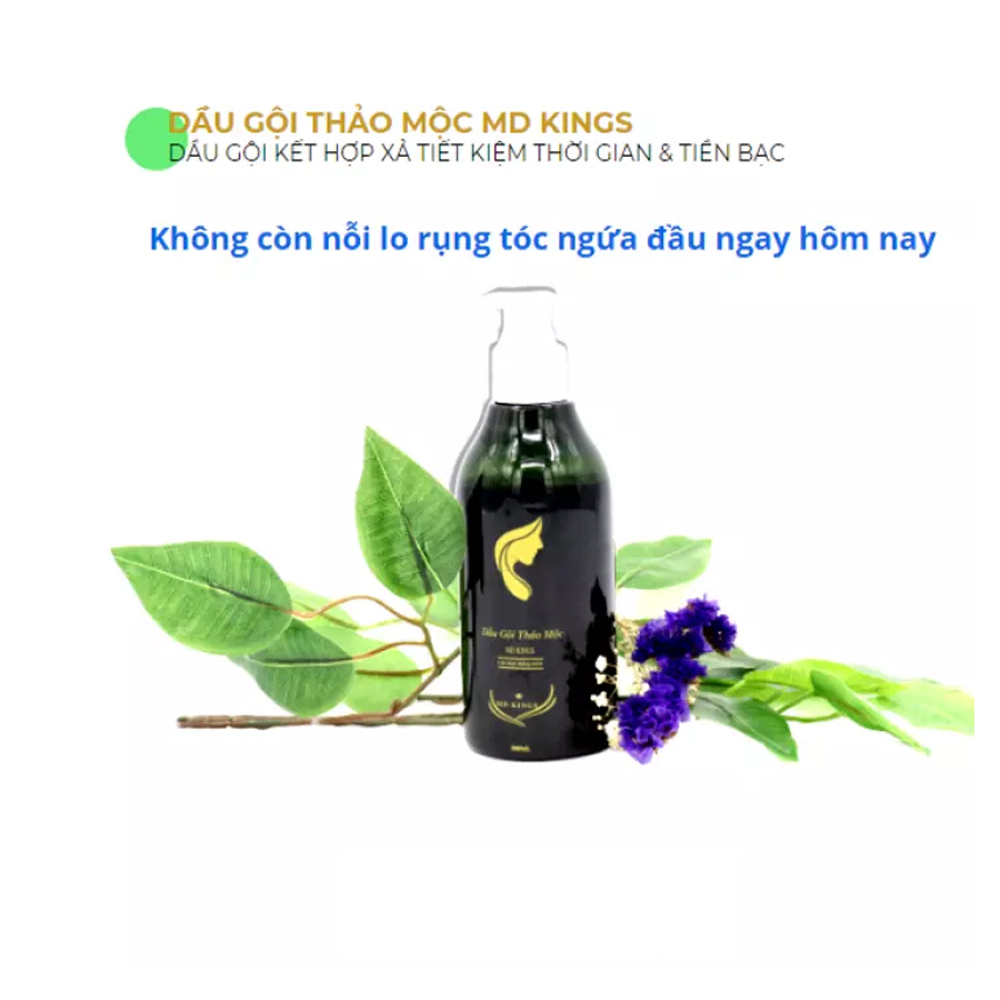 Dầu Gội Đầu Chống Rụng Tóc Thảo Mộc MD Kings 300ml, Kích Thích Mọc Tóc, Sạch Gàu, Hết Nấm Ngứa cho Mái Tóc Bóng Mượt