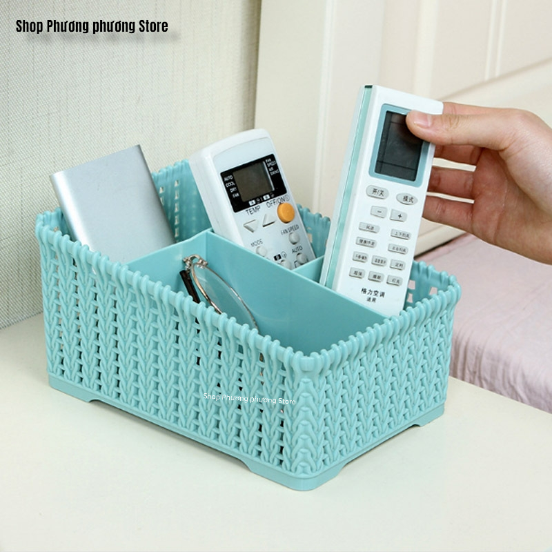 Khay đựng mỹ phẩm cao cấp nhiều ngăn kiểu dáng mây đan HÀN QUỐC