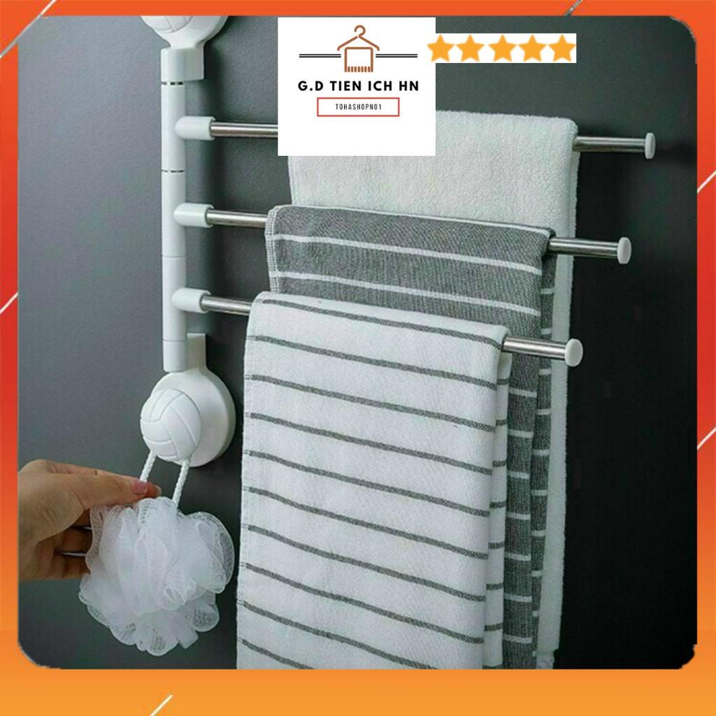 Giá treo khăn tắm dọc có 3 thanh inox không rỉ, siêu chắc