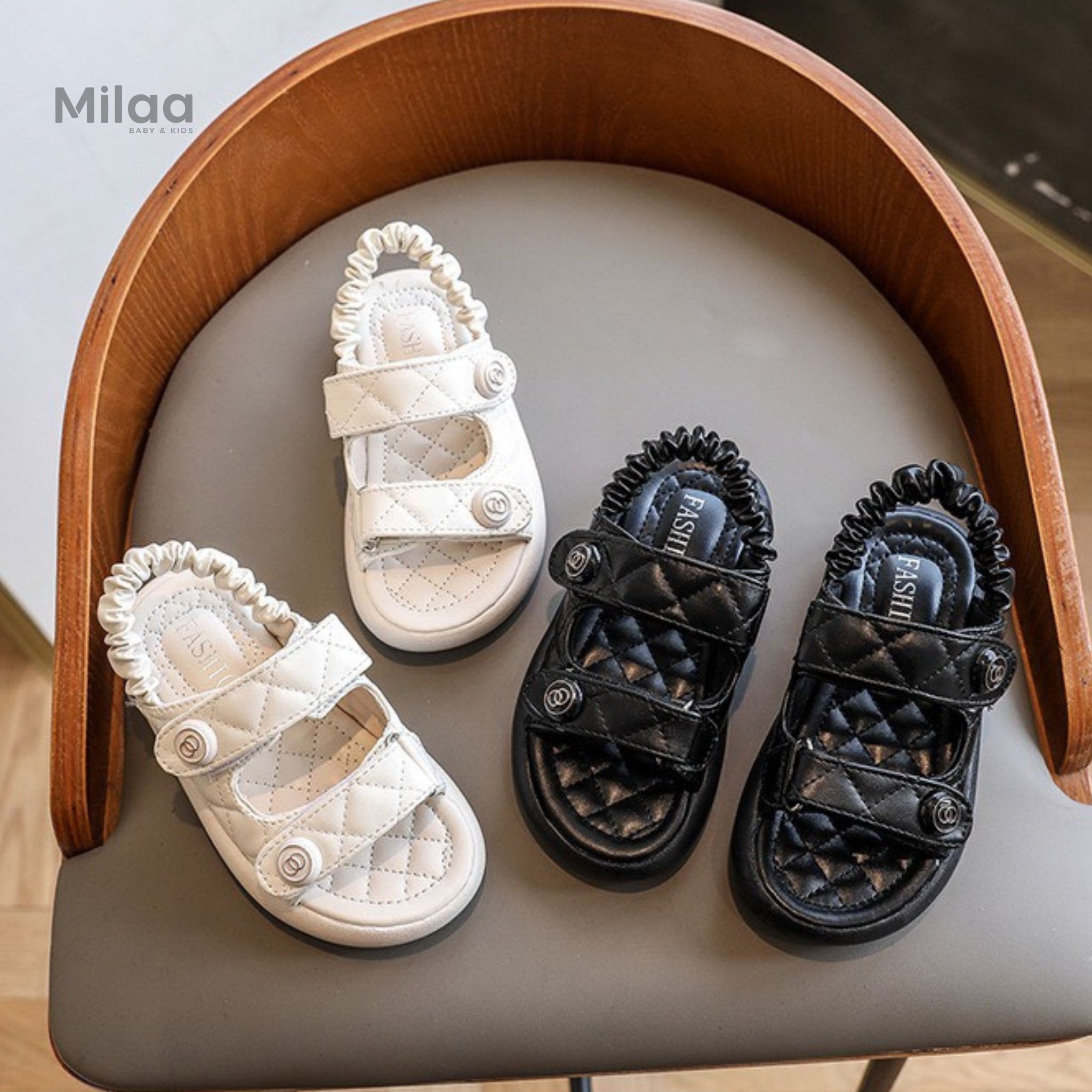 Giày Sandal Da Mềm Cao Cấp 2 Màu Cho Bé Gái MiLaa Kids