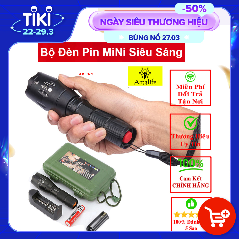 Đèn Pin Mini Siêu Sáng XML T6 Amalife - Chính Hãng