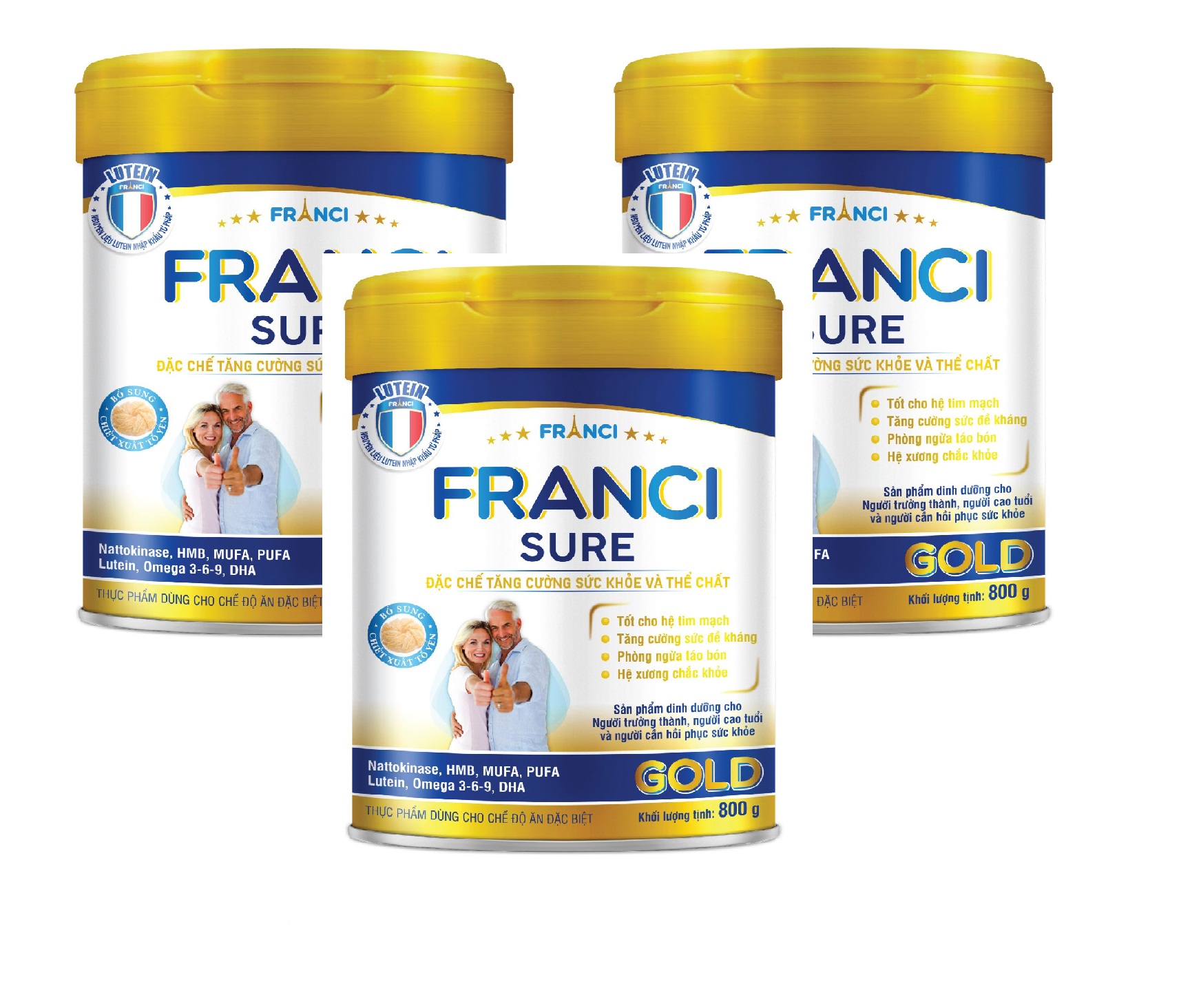 Combo 3 lon Sữa bột FRANCI SURE GOLD lon 800g – Tăng cường sức khỏe và thể chất