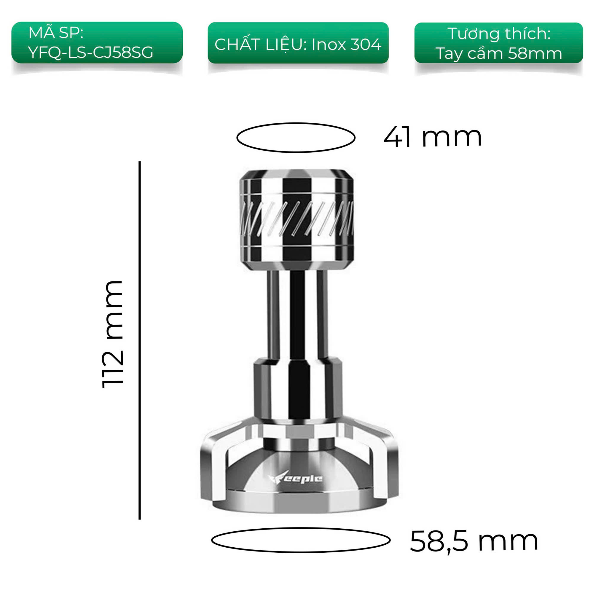 Feepie Tamper cố định lực cân bằng full Inox 304 THOR