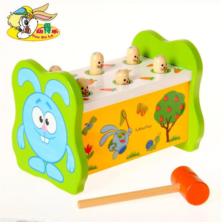 Trò Chơi Vận Động Cho Bé,Hộp Đập Chuột Màu Xanh Bằng Gỗ Kèm Búa Giúp Bé Rèn Luyện Đôi Tay Linh Hoạt Hơn