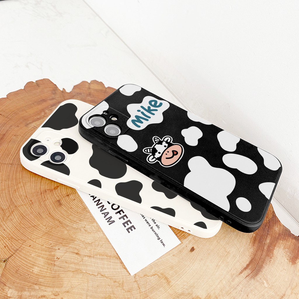 Ốp Lưng Cạnh Vuông Bò Sữa Dành Cho iPhone 6 / 6 Plus / 7 / 7 Plus / 8 / 8 Plus / X / Xs / Xs Max / 11 / 11 Pro / 11 Pro Max / 12 / 12 Pro / 12 Pro Max