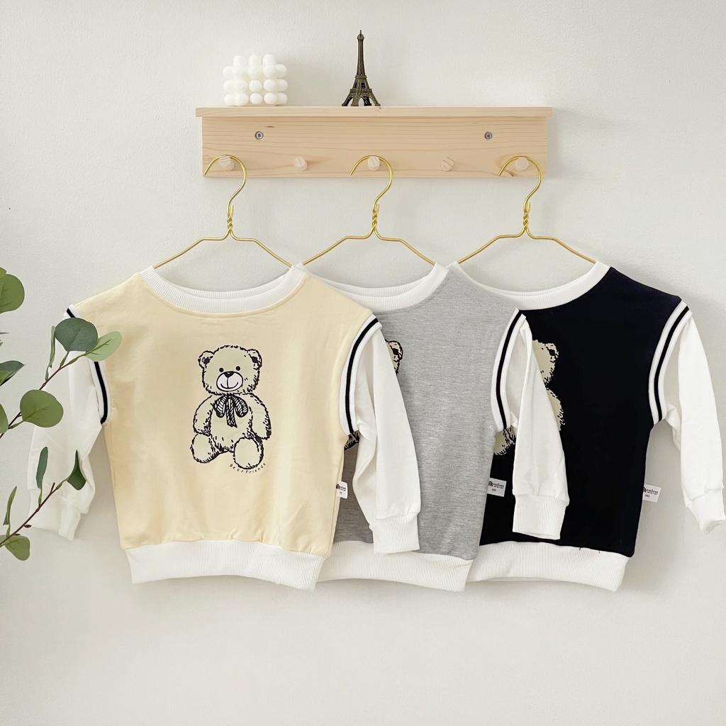 Áo thun dài tay cho bé Magickids cổ tròn in hình gấu dễ thương chất da cá mềm mại, co giãn thấm hút mồ hôi AO22046