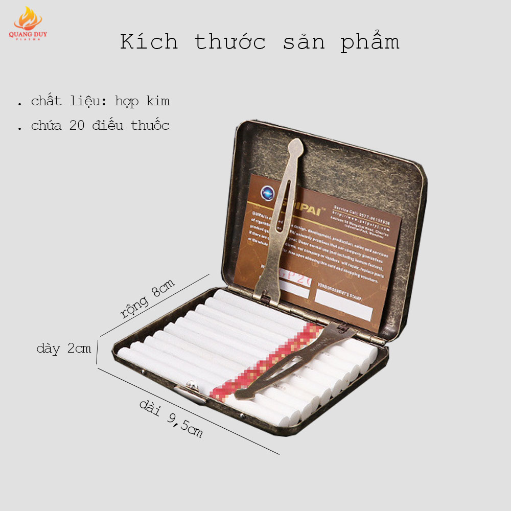 Hộp đựng thuốc 20 điếu hợp kim phong cách cổ điển