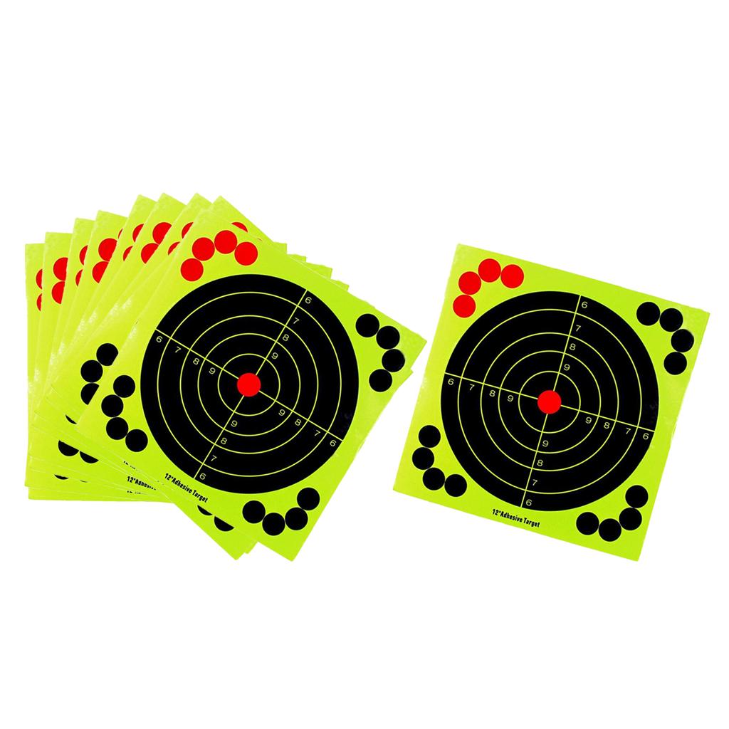 10 Sheets 12x12inch Splatter Self Adhesive Targets - Bright Fluorescent Yellow - Great for Outdoor Target Hunting Accessories