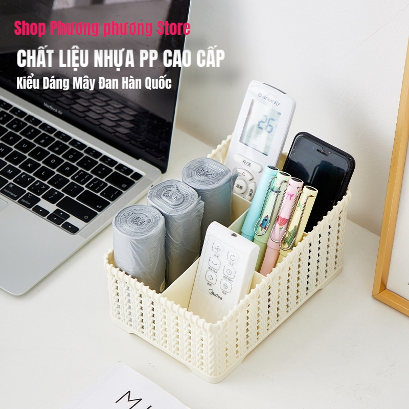 Khay đựng mỹ phẩm nhiều ngăn cao cấp kiểu dáng mây đan HÀN QUỐC