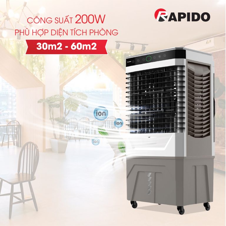 Quạt điều hòa Everest 9000D chính hãng của Rapido, bảo hành toàn quốc 1 năm, tặng kèm 2 đá khô - Hàng chính hãng