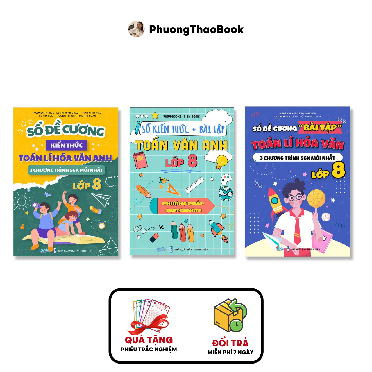 Sách - Combo 3 Cuốn Sách Lớp 8 Đầy Đủ Kiến Thức Bài Tập Toán Lý Hóa Văn Anh