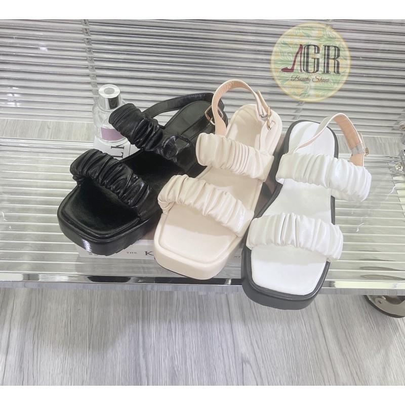 Sandal xuồng 2 quai nhún da siêu mềm cao 3 cm