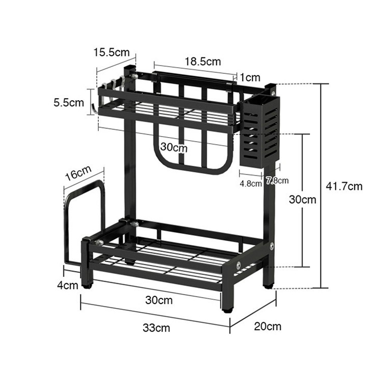 Kệ gia vị chữ E cao cấp VANDO bằng thép carbon chống gỉ, chống xước, kệ đựng chai lọ gia vị đa năng, kệ để đồ nhà bếp gọn gàng, sang trọng