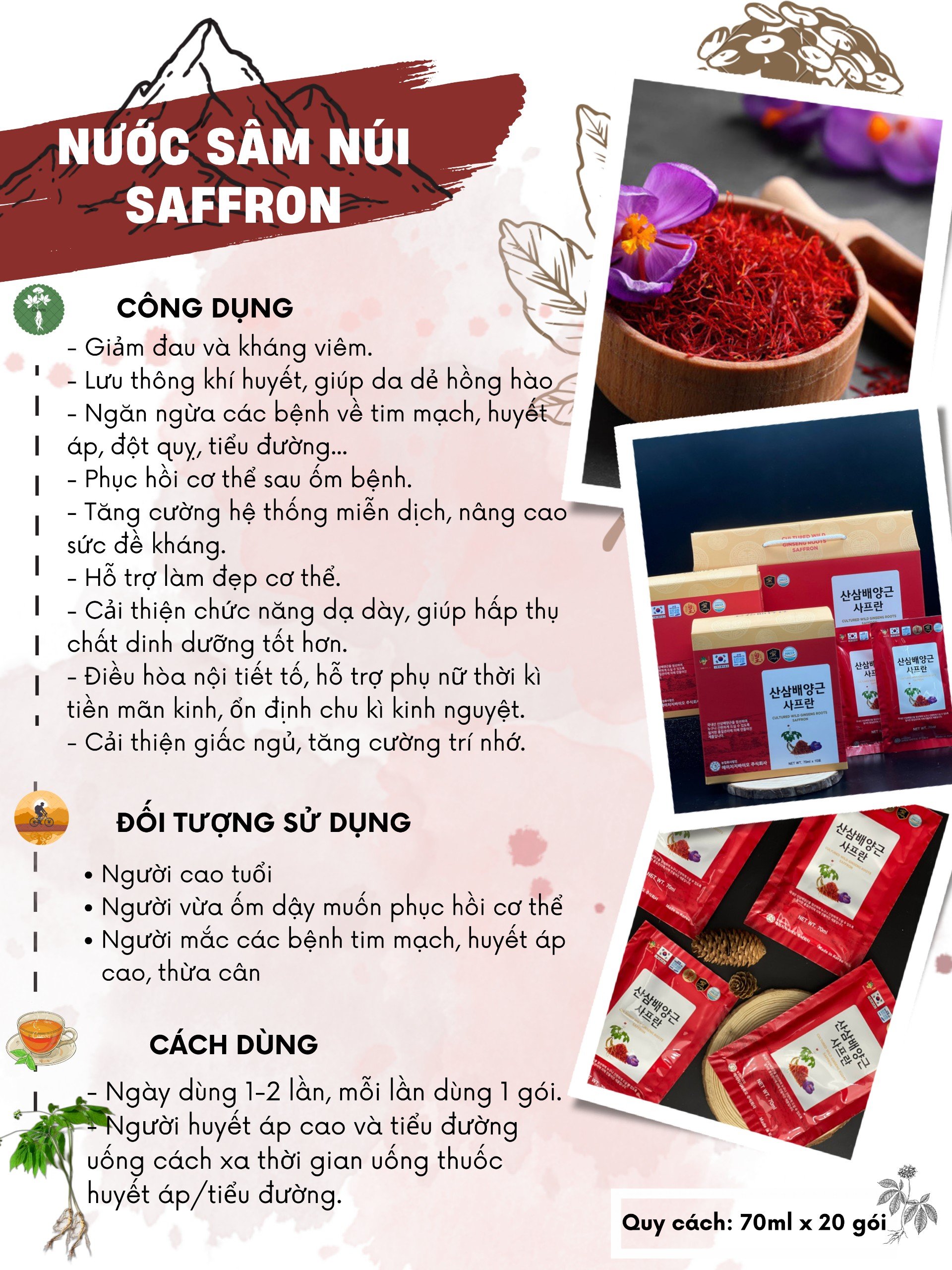 NƯỚC SÂM NÚI SAFFRON - GIẢI PHÁP CHO MỌI LO ÂU SỨC KHỎE GIA ĐÌNH BẠN