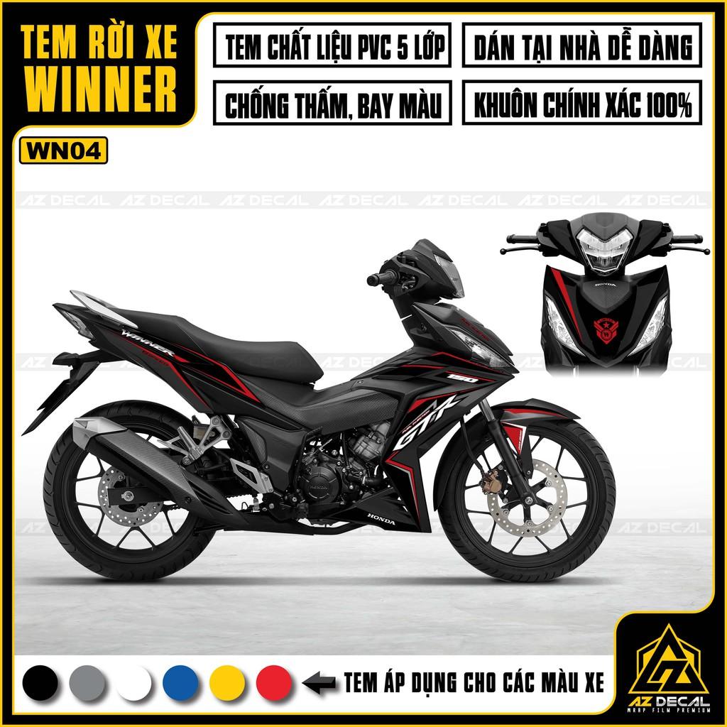 Tem Rời Dán Xe Winner V1 / 150 Mẫu GTR | WN04 | Decal Chế Xe Chất Liệu PVC Cao Cấp - Trắng Cam