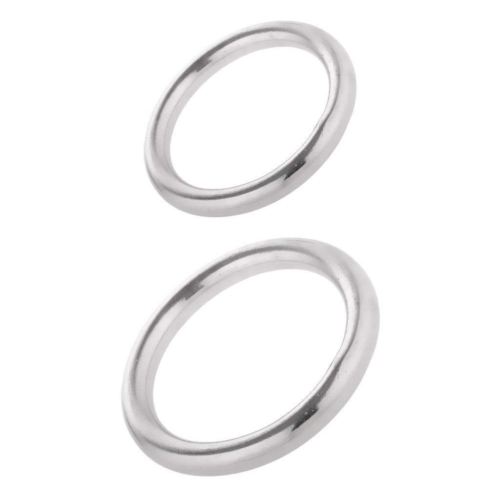 2x Stainless Steel Seamless Welding O Rings Round Metal Loop 3cm & 4cm Dia.