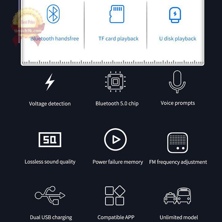 Tẩu sạc nhanh điện thoại phát Nghe nhạc Bluetooth trên xe hơi ô tô T66 Qualcom QC3.0 cắm thẻ nhớ micro USB 2 cổng