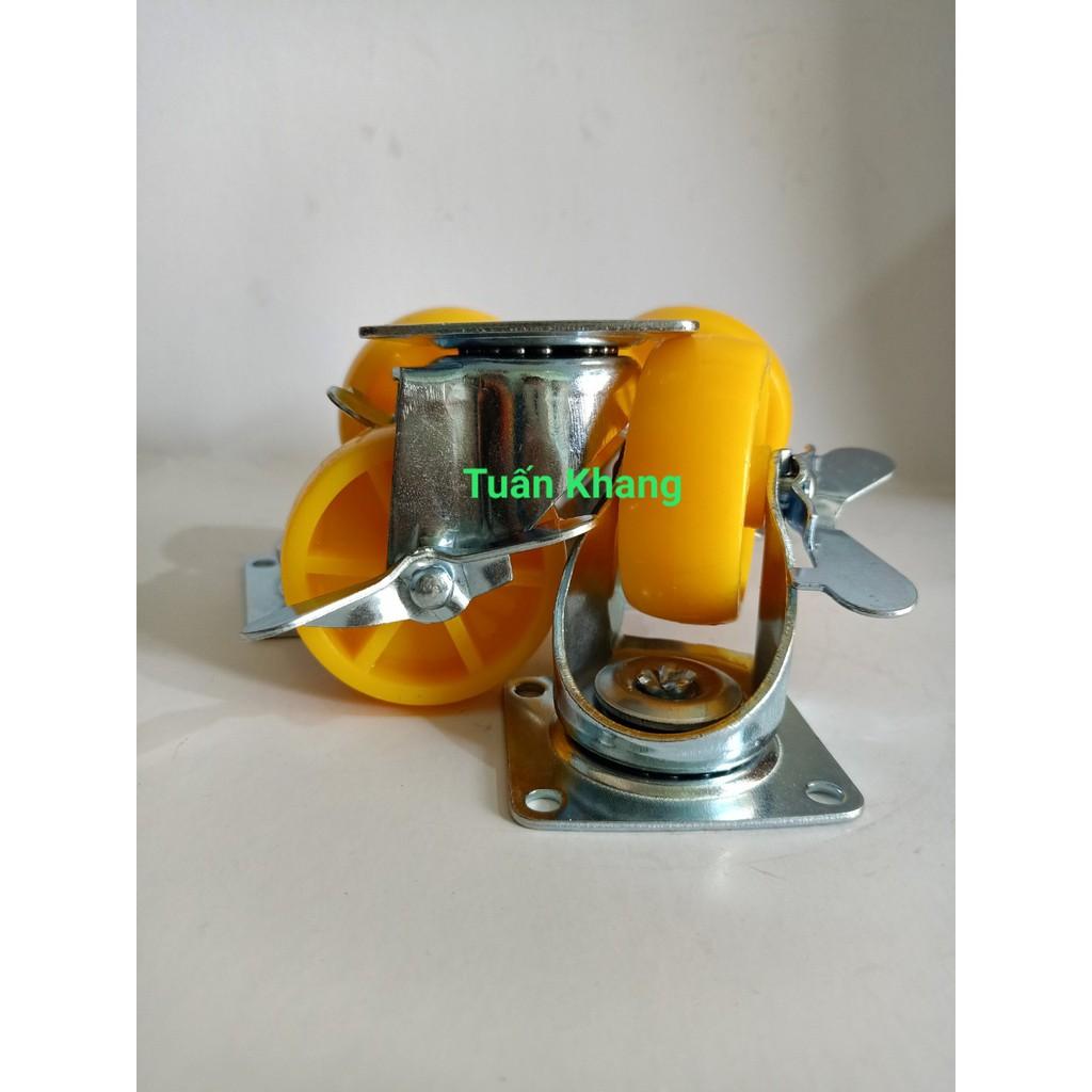 Bánh xe đẩy nhựa 60mm xoay 360 độ có khóa