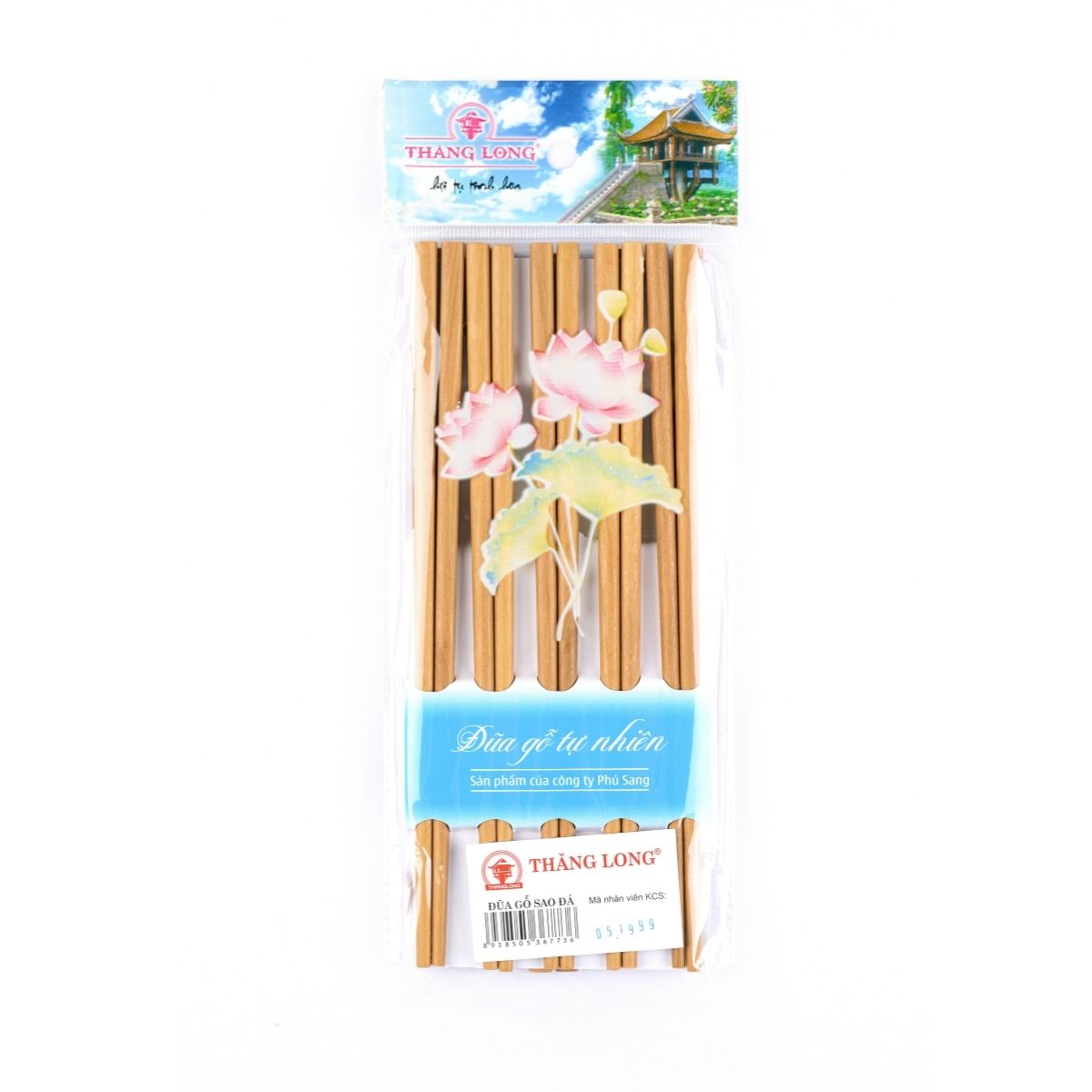 Vỉ 10 đôi đũa gỗ sao đá Thăng Long PHUSANG không chất bảo quản an toàn với sức khỏe dùng trong nhà hàng khách sạn và bàn ăn