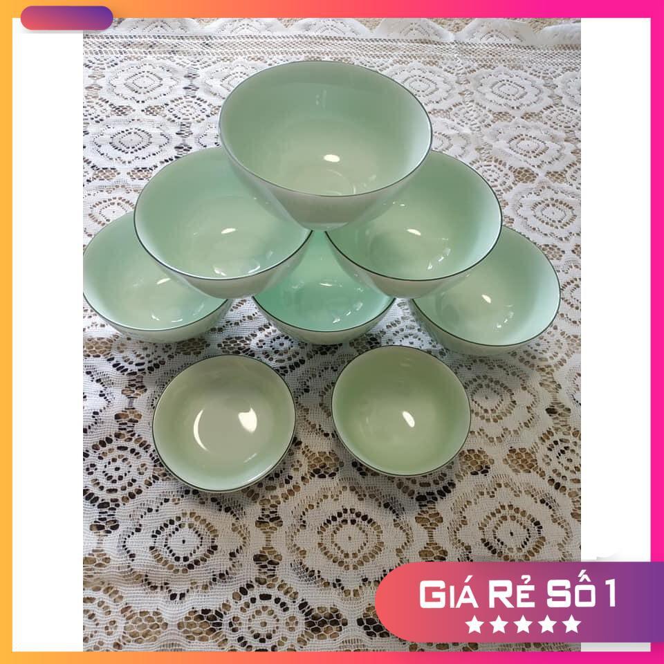 Bộ bát đĩa, bộ đồ ăn mặt trời men xanh ngọc cao cấp