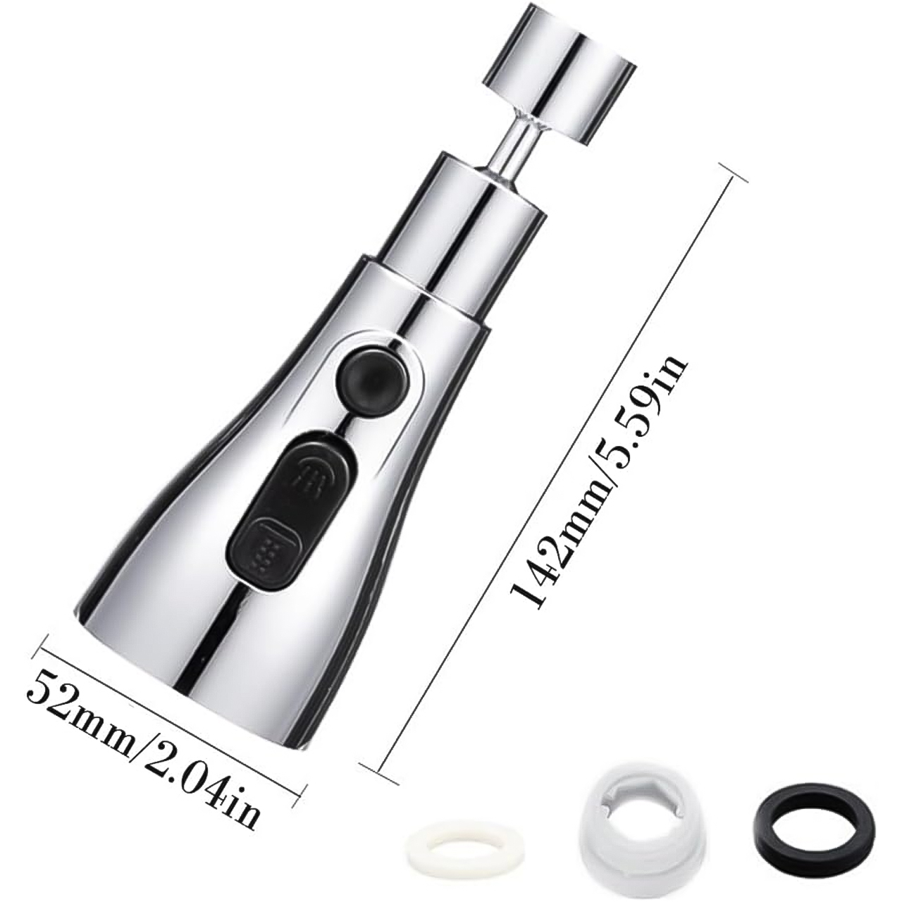 Đầu nối vòi rửa chén bát đa năng chống bắn xả 3 chế độ tiện lợi xoay 360 độ