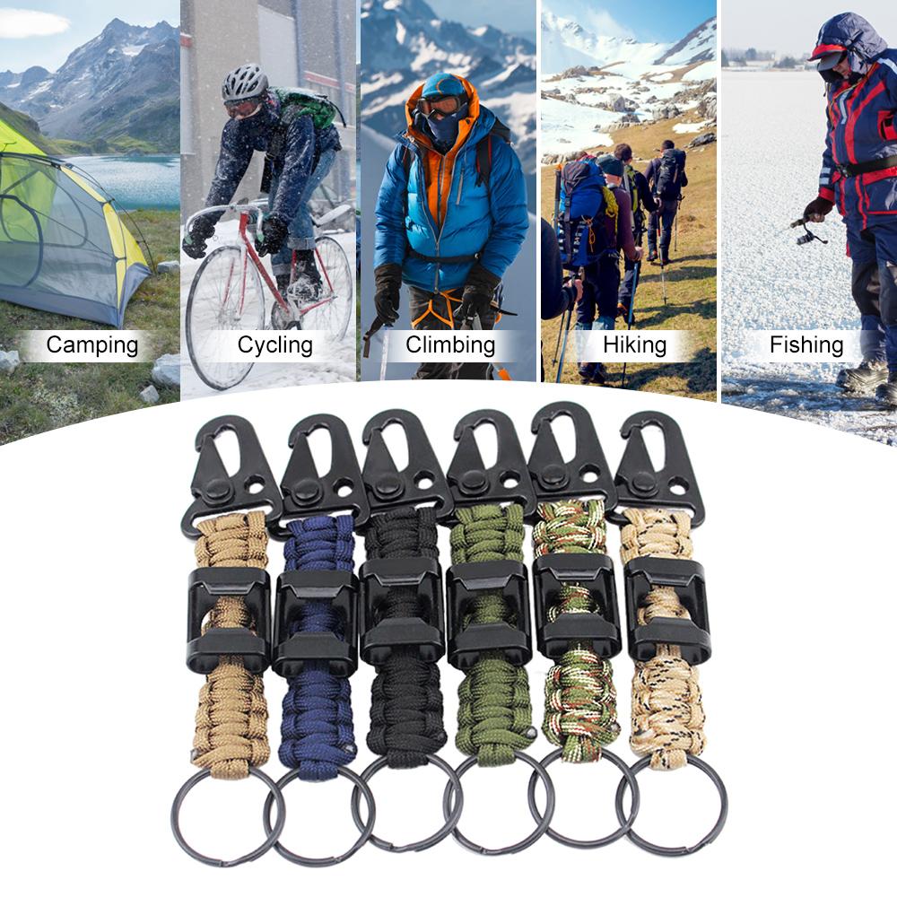 Bộ 6 móc khóa dây buộc paracord Được làm bằng dây buộc polyester chất lượng cao, với kẹp hợp kim kẽm và vòng chìa khóa bằng kim loại,thích hợp cho các hoạt động ngoài trời