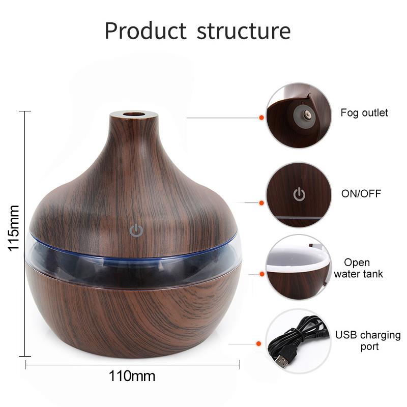 300ML Máy Phun Sương Tạo Độ Ẩm Điện Máy Khuếch Tán Tinh Dầu Khuếch Tán Hương Thơm Gỗ Siêu Âm Thanh Máy Tạo Độ Ẩm Không Khí Bộ Tinh Dầu Thông Thoáng Mát Phun Sương Tạo
