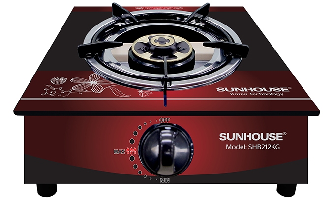 Bếp gas Sunhouse SHB212KG có mặt kính thủy tinh chịu lực