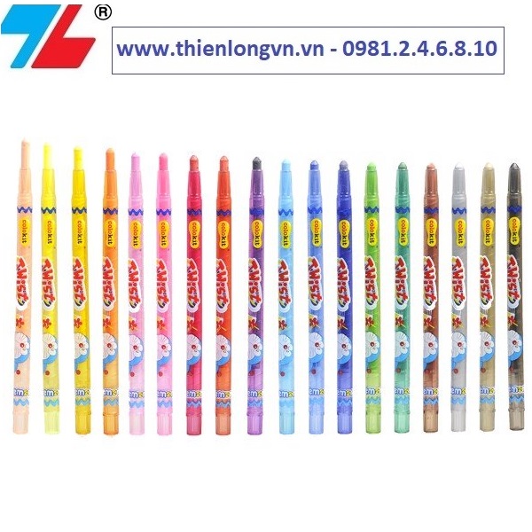 Bút sáp vặn Thiên Long Colokit Doraemon TCR-C05/DO - 18 màu - Không độc hại - Bút sáp siêu đẹp