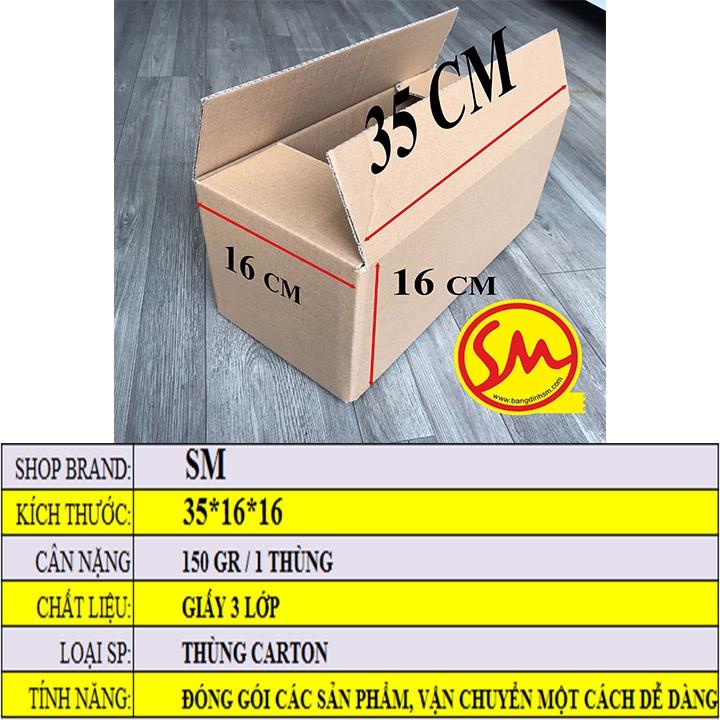 THÙNG CARTON 3 lớp 35x16x16 chuyên dùng ĐÓNG GÓI CÁC SẢN PHẨM, VẬN CHUYỂN MỘT CÁCH DỄ DÀNG
