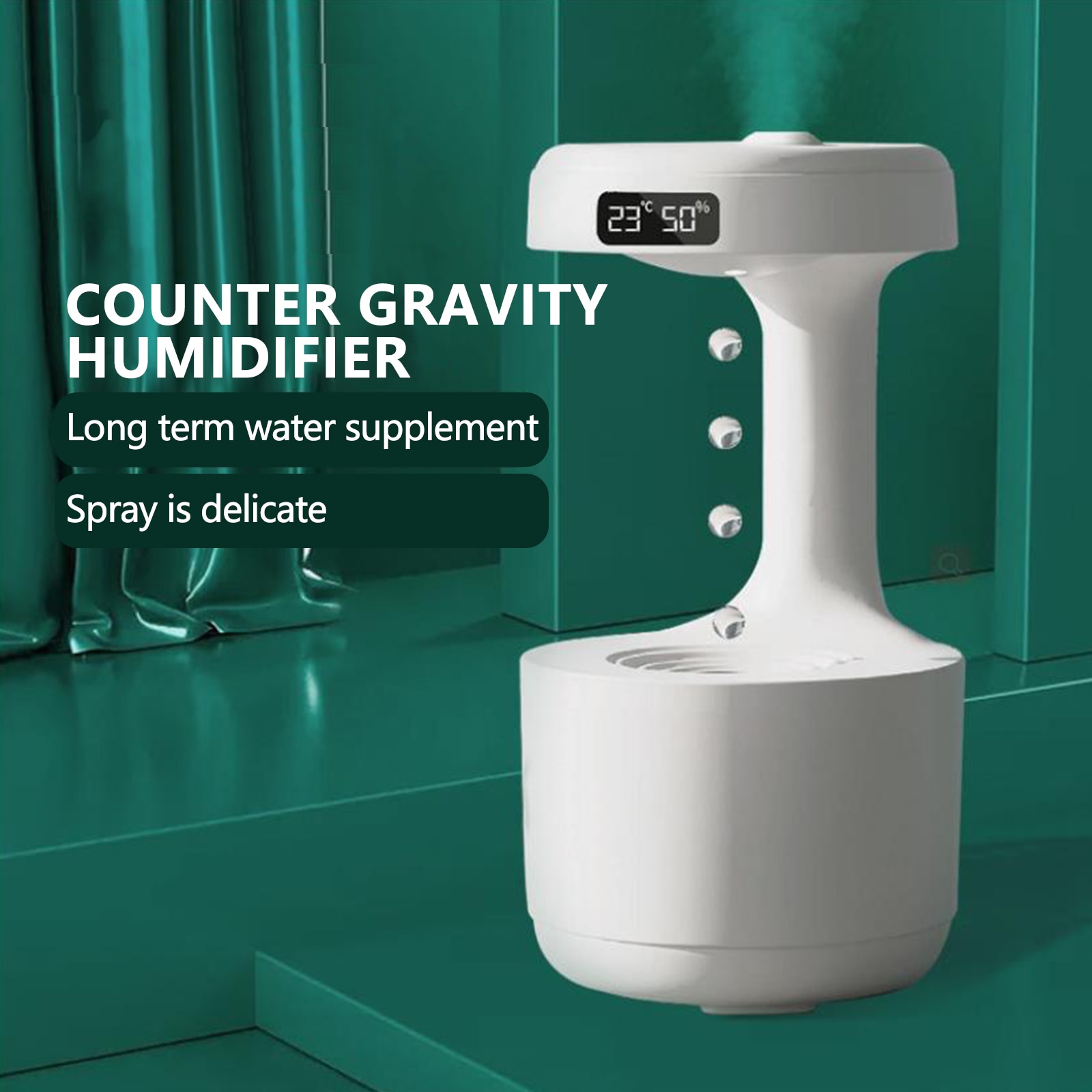 Máy tạo ẩm phun sương giọt nước không trọng lực Anti-gravity Air Humidifier Water Droplet 800ml - Màu Trắng