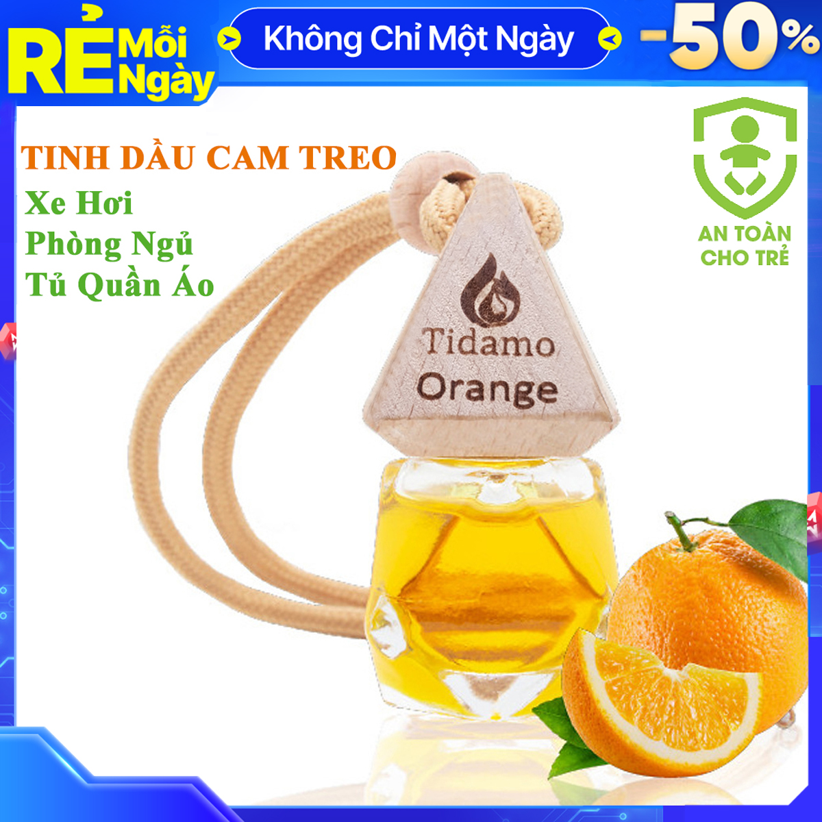 Tinh Dầu CAM NGỌT Treo Xe Ô Tô, Treo Tủ Quần Áo, Treo Phòng Gia Đình - Tinh Dầu Cam Nguyên Chất TIDAMO Giúp Khử Mùi, Kháng Khuẩn Và Thư Giãn Tinh Thần