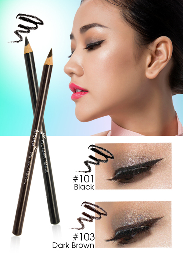 Chì vẽ mí mắt Aroma Eyeliner Pencil Hàn Quốc No.103 Black Brown tặng kèm móc khoá