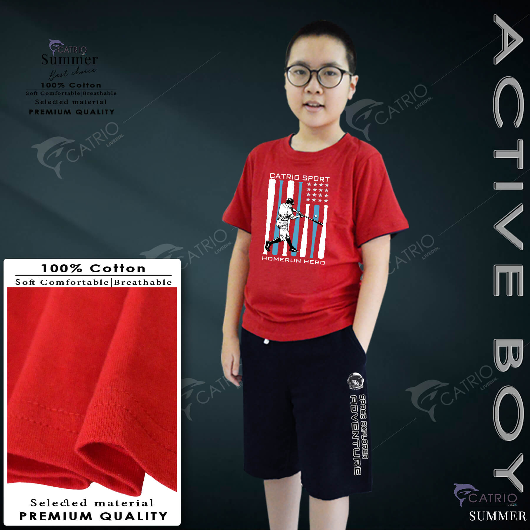 ÁO THUN BÉ TRAI NGẮN TAY CATRIO in BÓNG CHÀY là áo phông mùa hè trẻ em từ 9 tuổi đến 12 tuổi  vải 100% cotton đạt chuẩn xuất khẩu khi kết hợp với quần đùi quần short thành bộ đồ bé trai tuyệt vời khi ở nhà đi học đi chơi du lịch đẹp