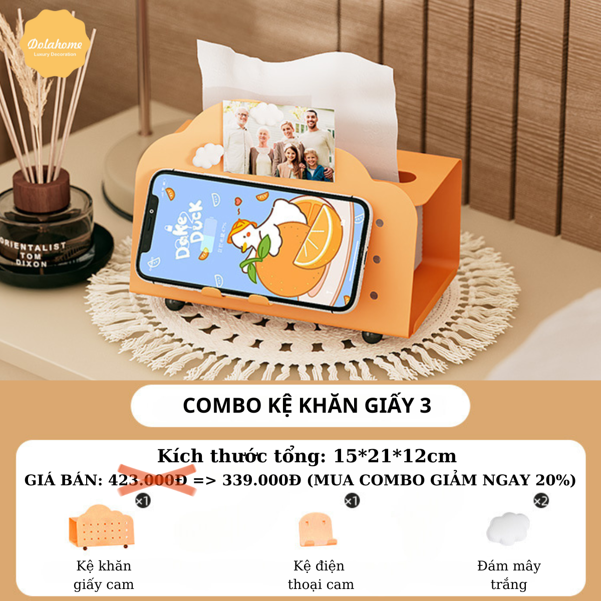 Bảng lỗ Pegboard tích hợp kệ trang điểm, kệ mỹ phẩm Dola Home đặt bàn để được điện thoại, đồ dùng văn phòng phẩm