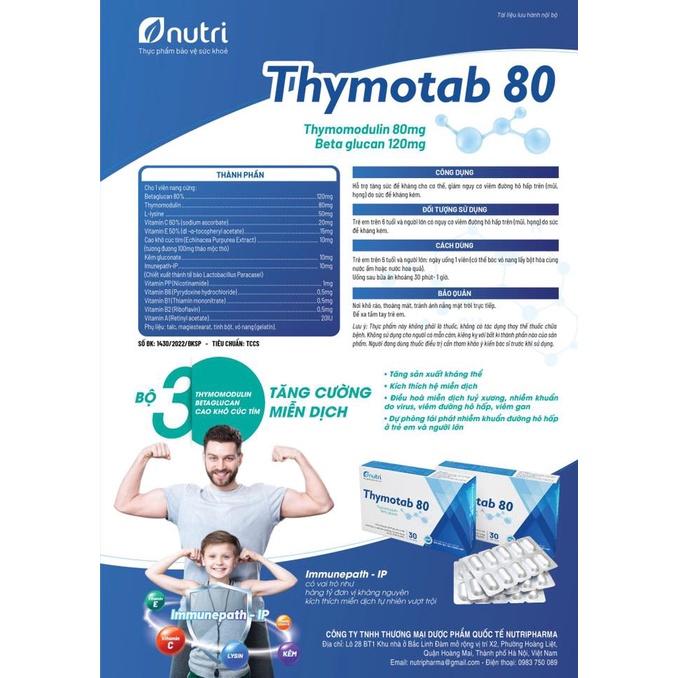 Thymotab 80 - Hỗ trợ sức đề kháng cho cơ thể, giảm nguy cơ viêm đường hô hấp trên –