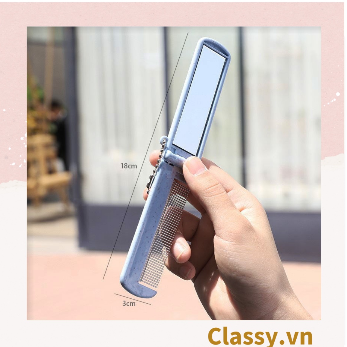 Lược Mini  Classy kèm gương có thể gấp lại, gọn nhẹ, tiện dụng, xinh xắn họa tiết động vật PK951