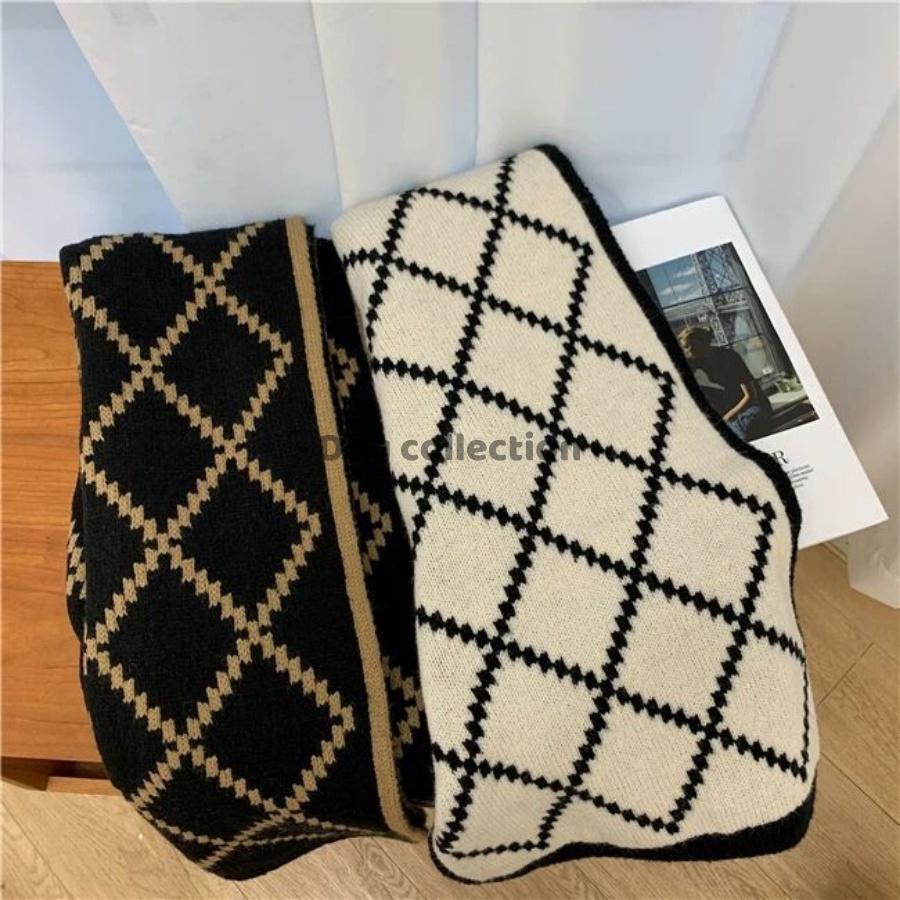 Khăn Cashmere Len Dày Cao Cấp Giữ Ấm Mùa Đông Hình Thoi - 35x180cm - Douyin - Mã LN018