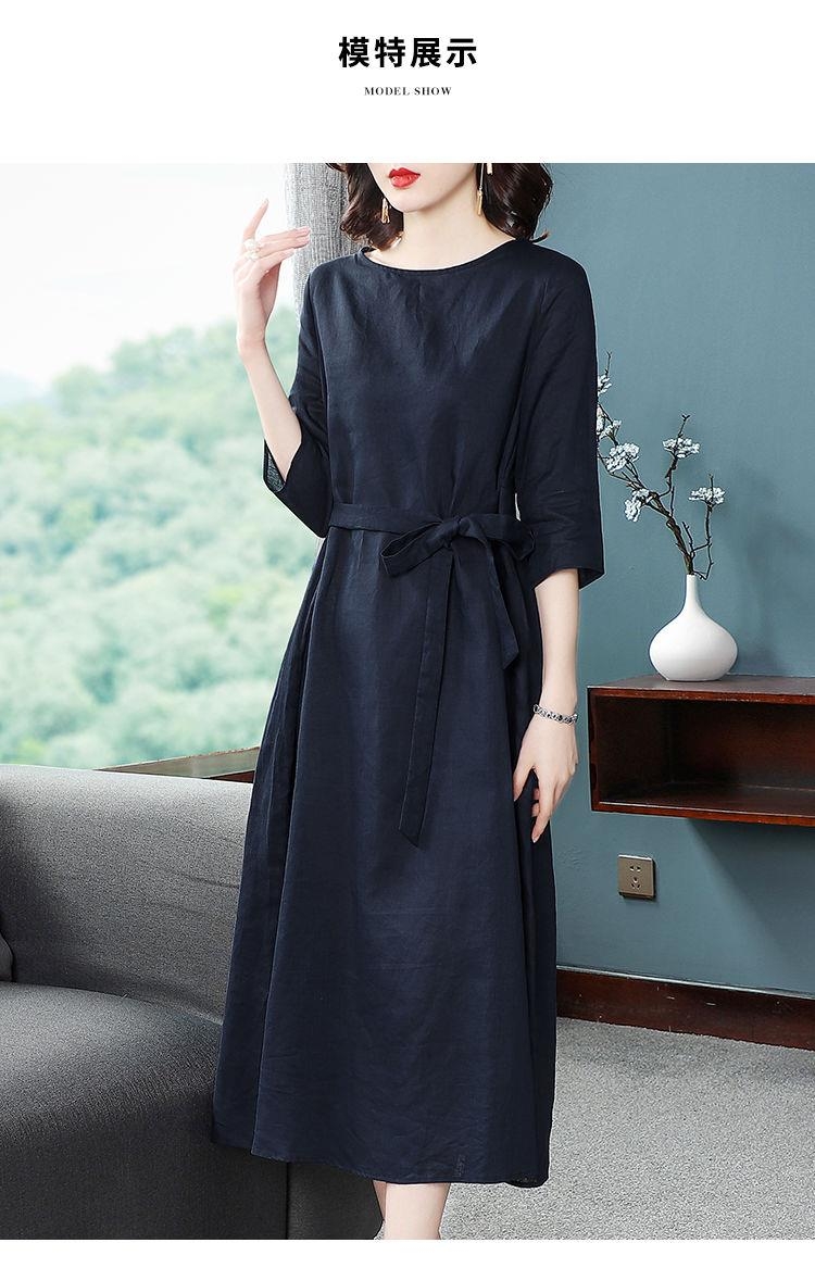 Đầm suông đũi cổ tròn tay lỡ, có dây thắt eo tồn dáng, chất đũi siêu mềm mát Da82