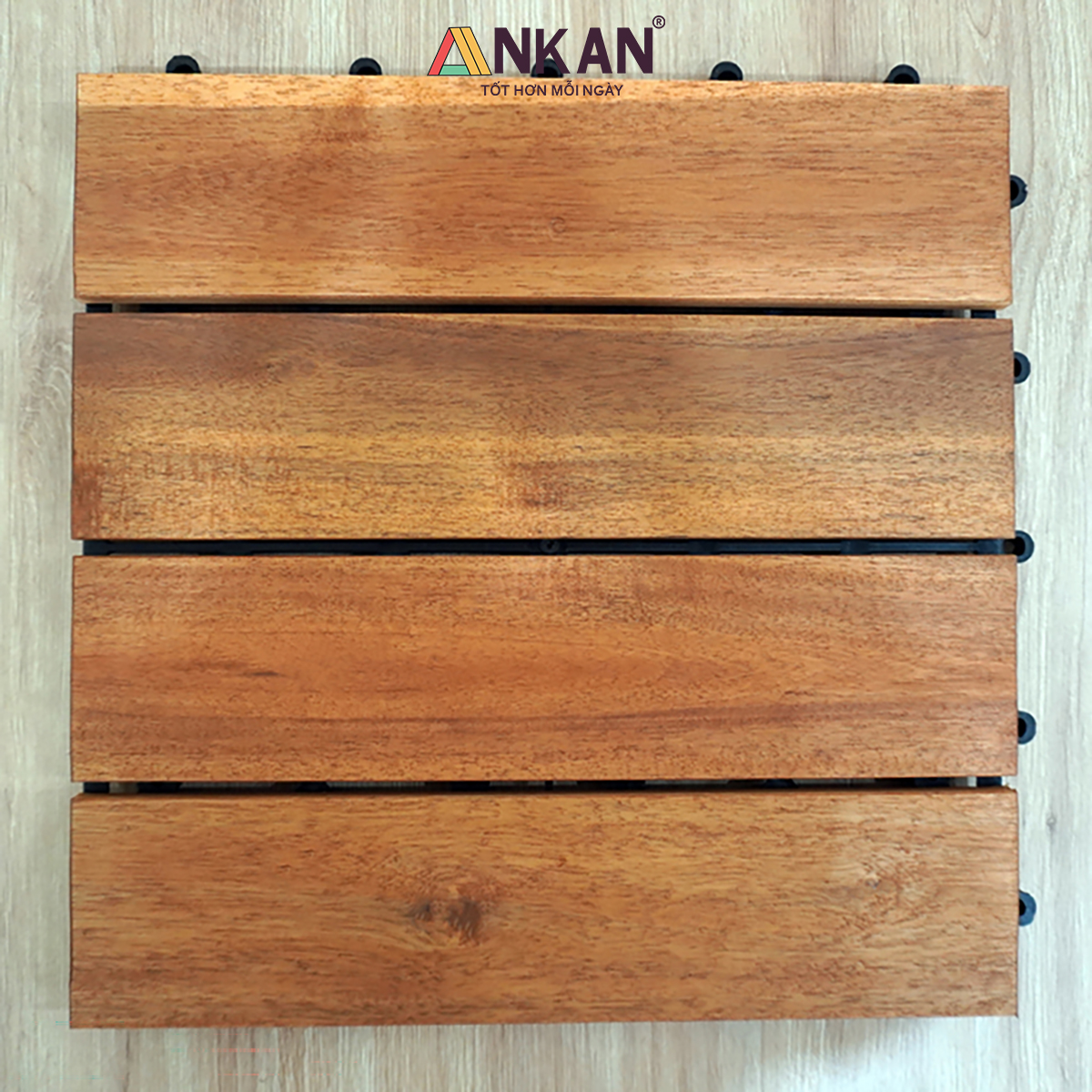 Vỉ Gỗ Lót Sàn Ban Công Cao Cấp 4 Nan – Chống Thấm, Bền Bỉ, Màu Vàng Sang Trọng