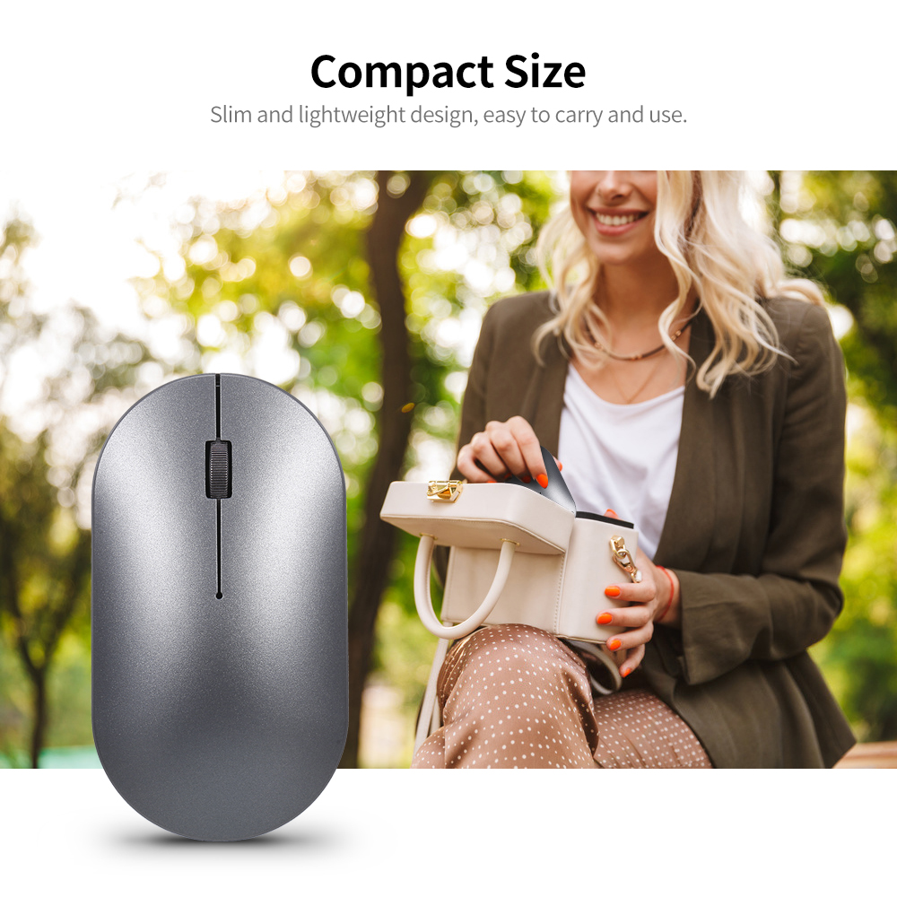 Chuột Không Dây 2.4g Siêu Mỏng Có Thể Sạc Lại Cho Máy Tính Để Bàn Máy Tính Xách Tay, Màu Xám