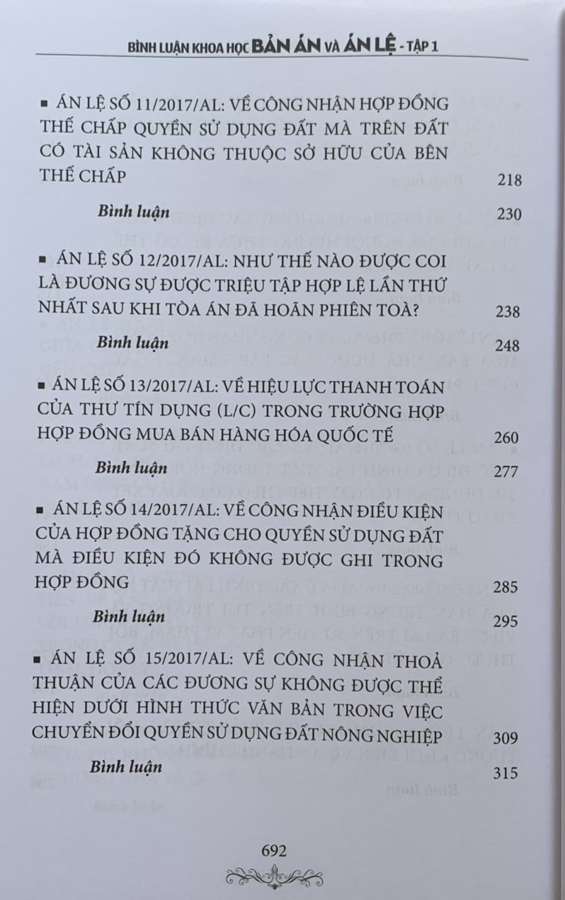 Bình Luận Khoa Học Bản ÁnVà Án Lệ  - Tập 1