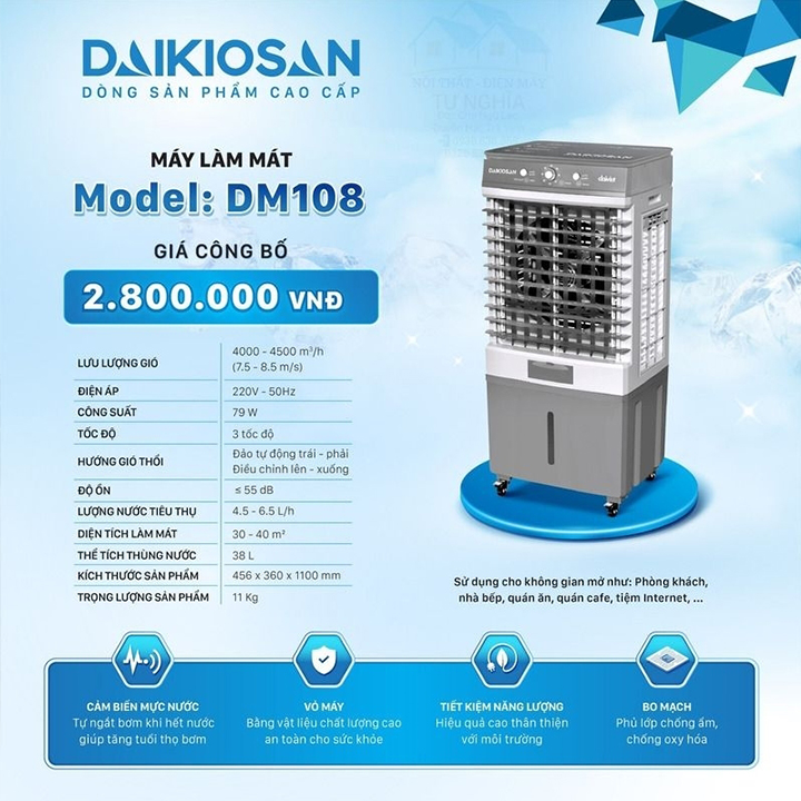 Quạt điều hòa dân dụng Daikiosan DM108 - Hàng chính hãng