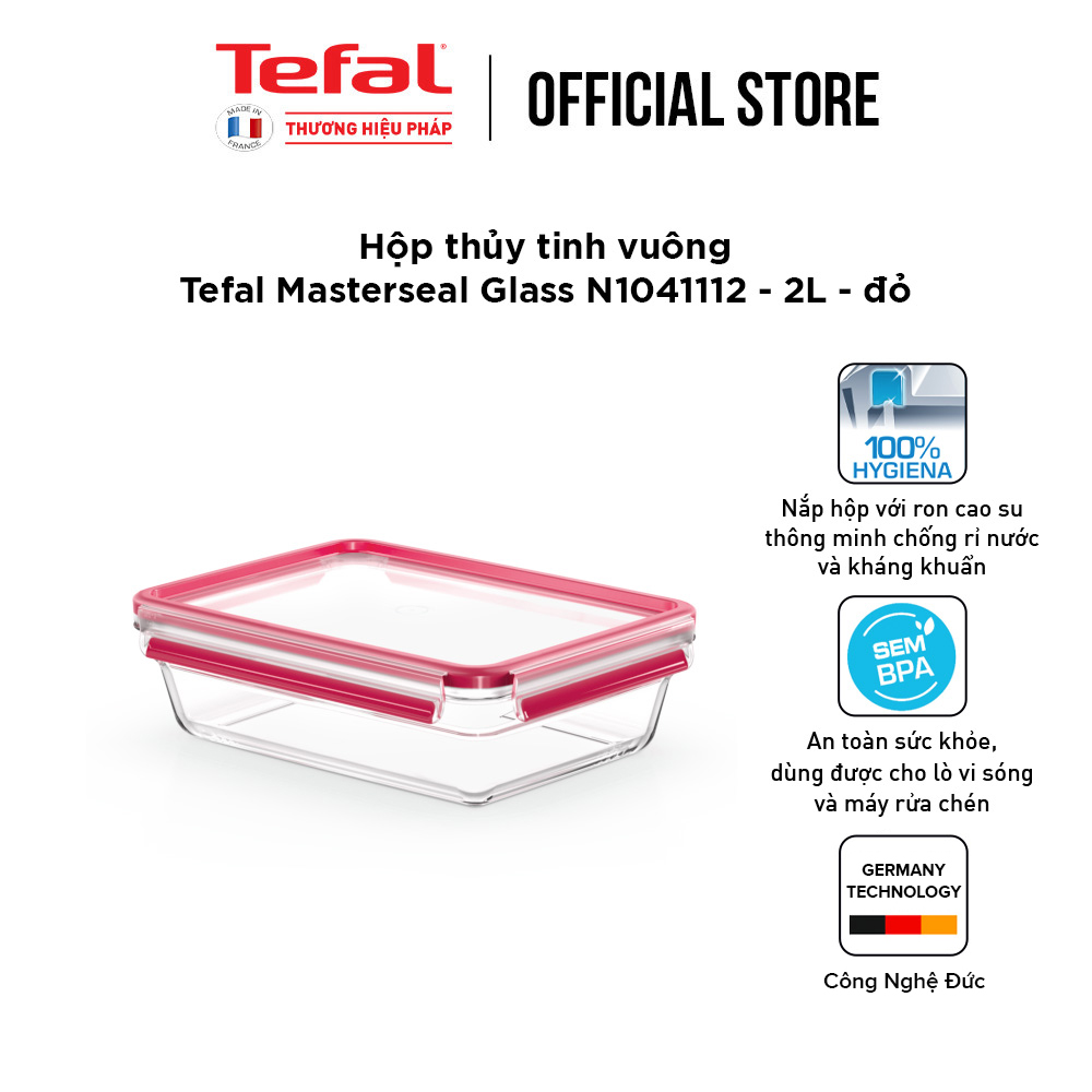 Hộp bảo quản thực phẩm thủy tinh Tefal Masterseal Glass 2000ml - Hàng chính hãng