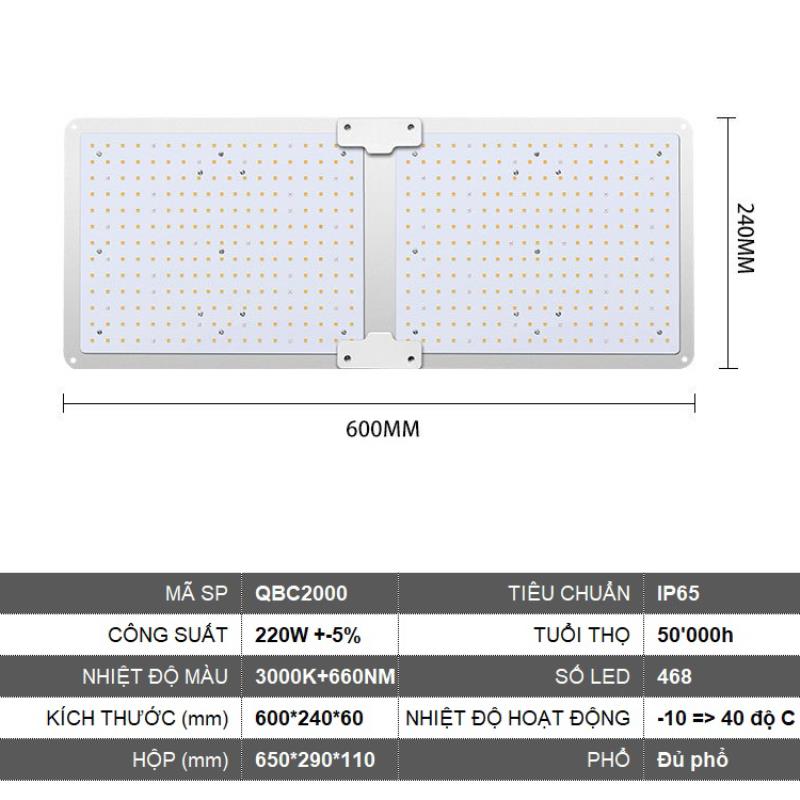 Đèn trồng cây Lượng tử QBC2000, Led grow lights chip Samsung 2000W